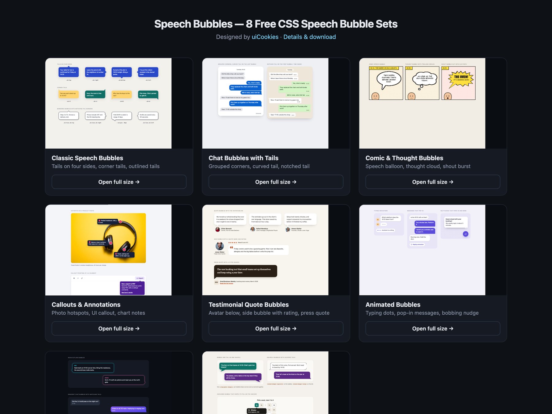 Speech Bubbles — free UI pack by uiCookies