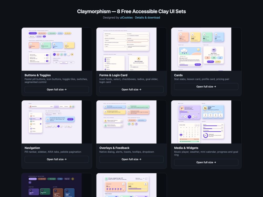 Claymorphism — free UI pack by uiCookies