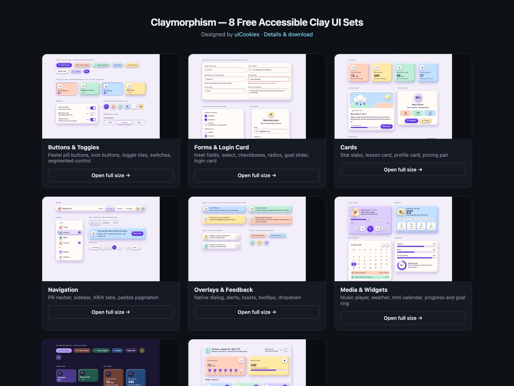 Claymorphism — free UI pack by uiCookies