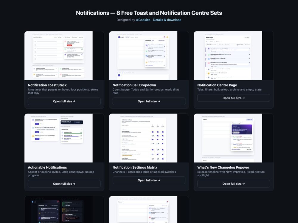 Notifications — free UI pack by uiCookies