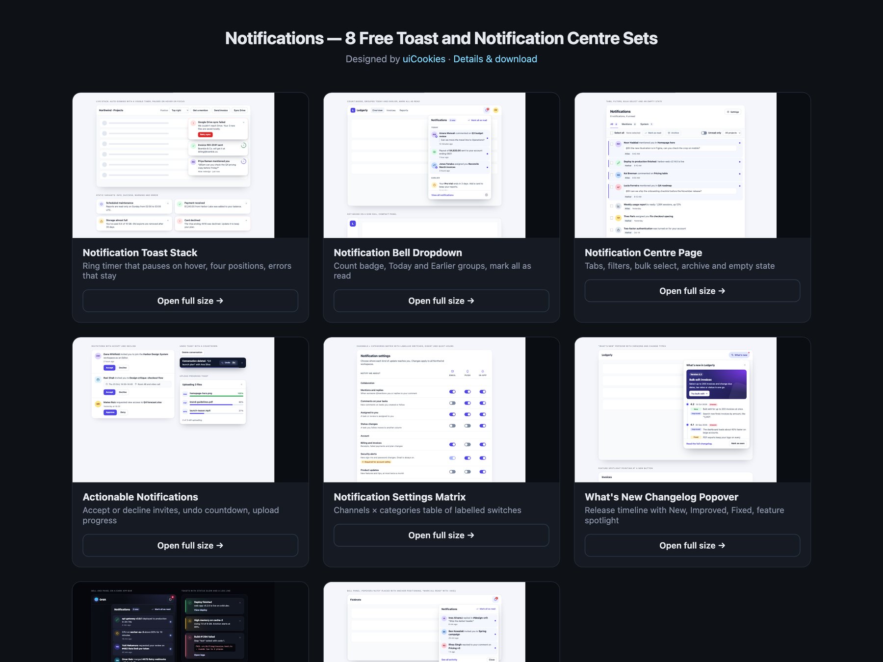 Notifications — free UI pack by uiCookies