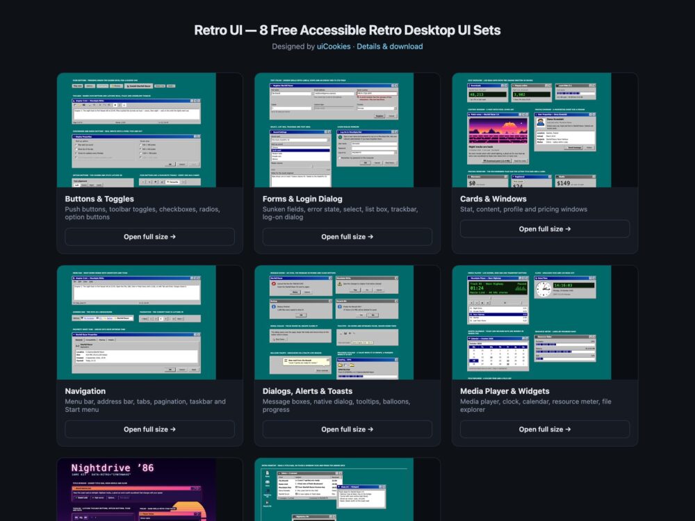 Retro UI — free UI pack by uiCookies