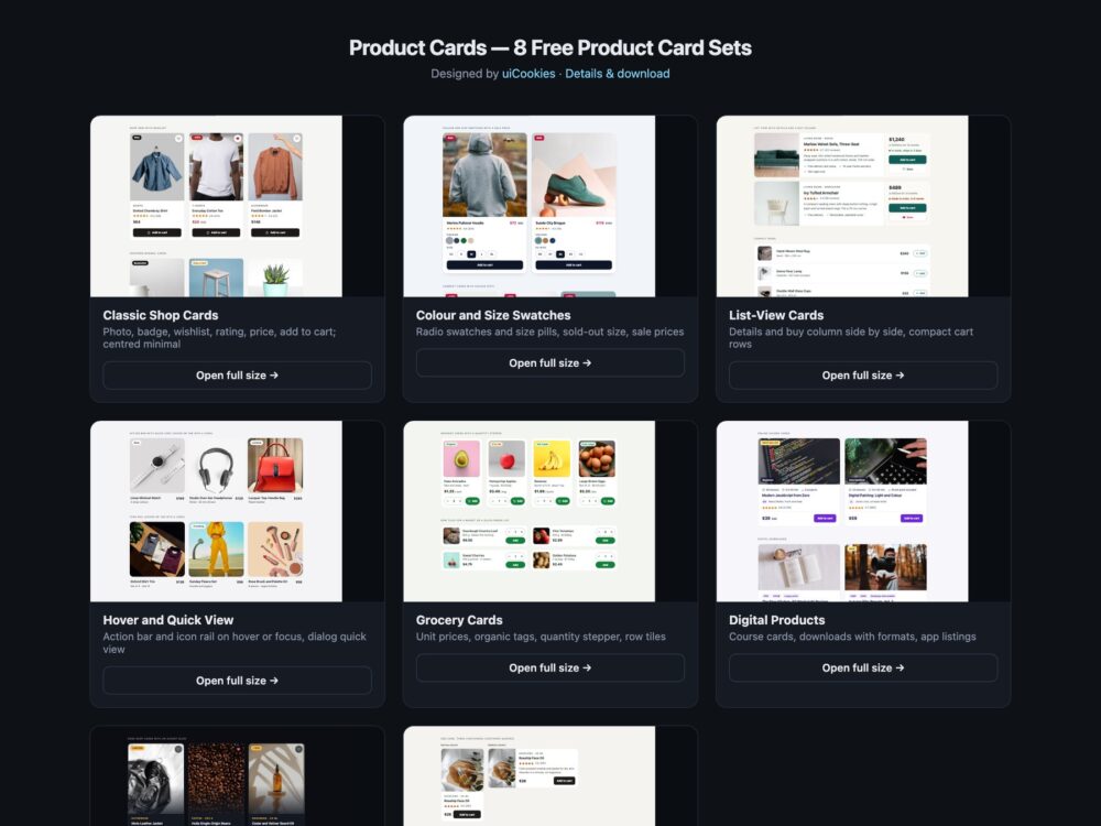 Product Cards — free UI pack by uiCookies