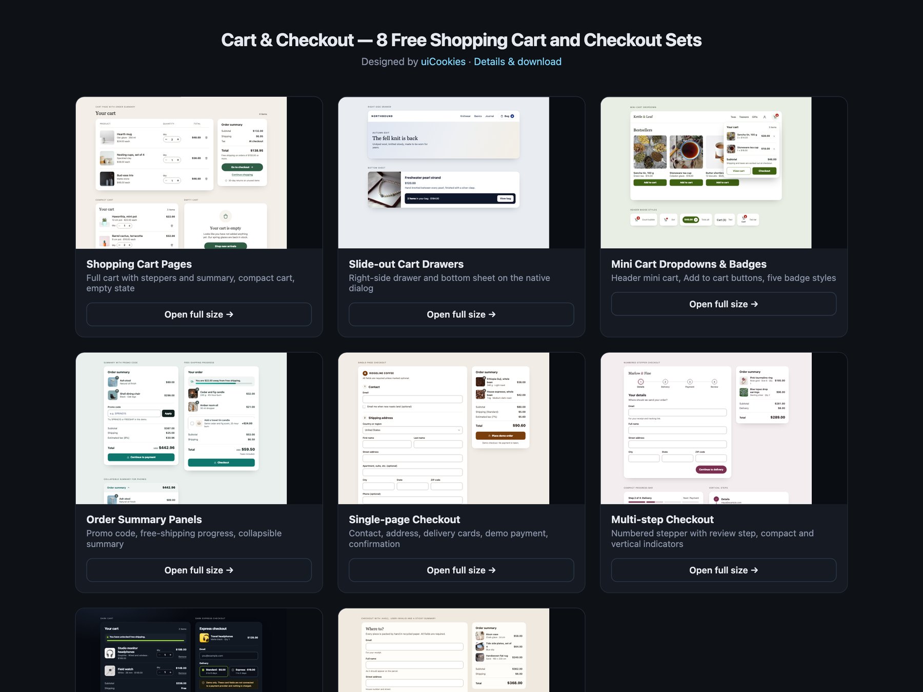 Shopping Carts — free UI pack by uiCookies