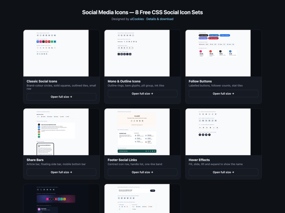 Social Media Icons — free UI pack by uiCookies