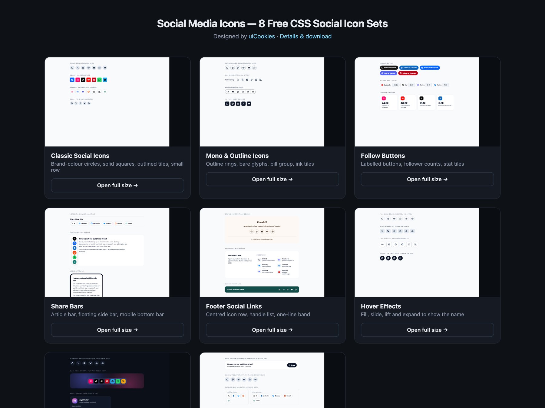 Social Media Icons — free UI pack by uiCookies