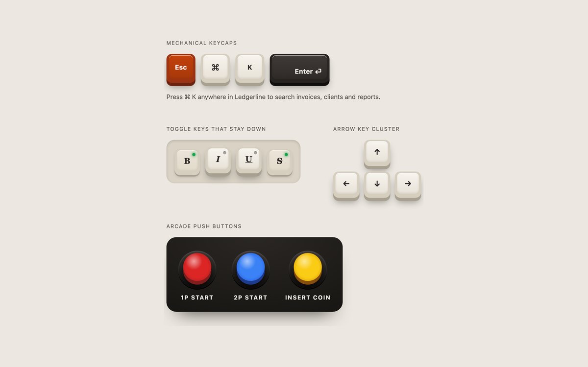 3D Keycaps and Push Buttons — free CSS 3D effect snippet in CSS, Bootstrap and Tailwind by uiCookies
