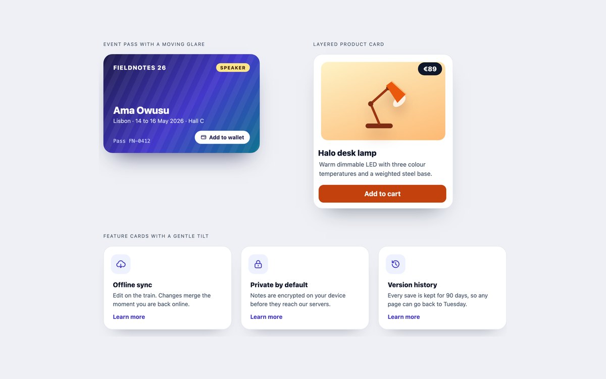 3D Tilt Cards — free CSS 3D effect snippet in CSS, Bootstrap and Tailwind by uiCookies