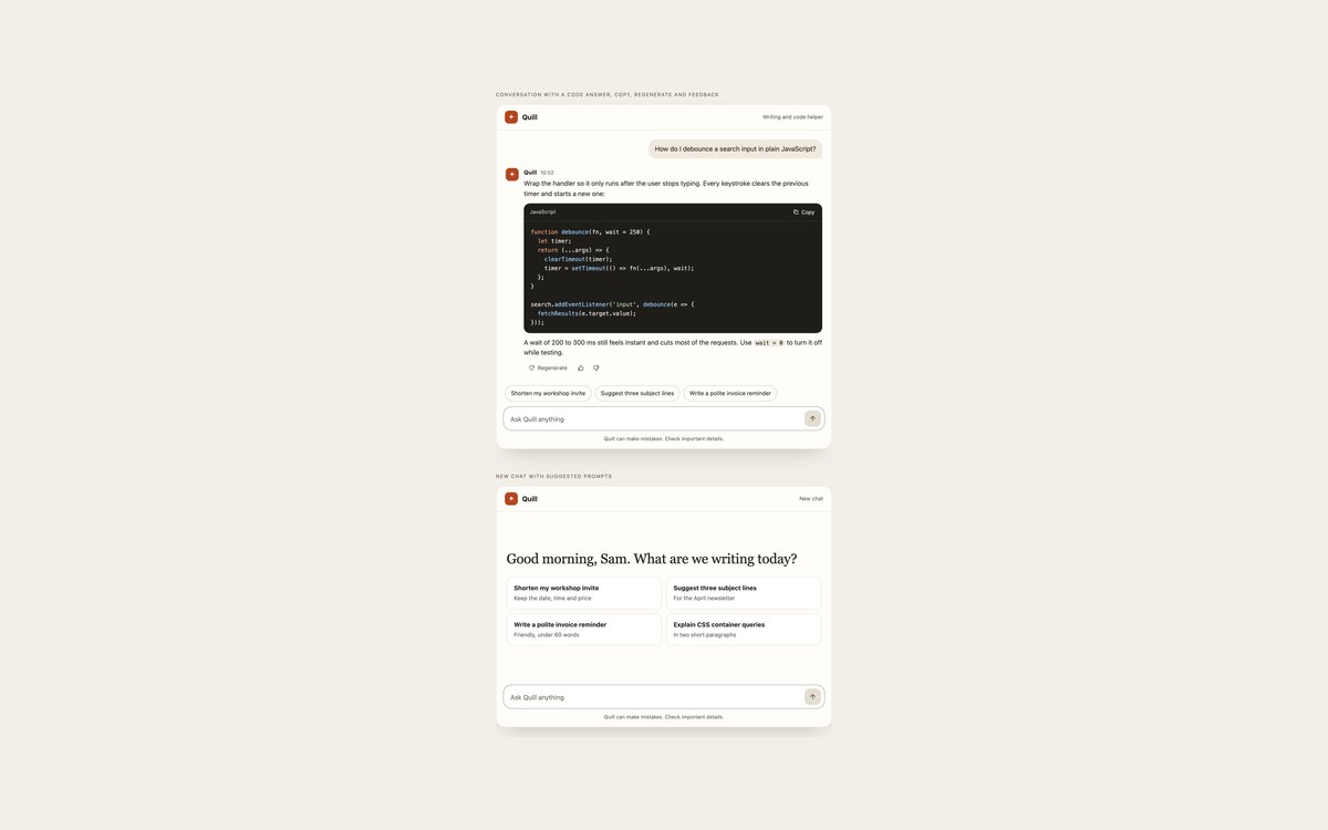 AI Assistant Chat UI — free chat interface snippet in CSS, Bootstrap and Tailwind by uiCookies