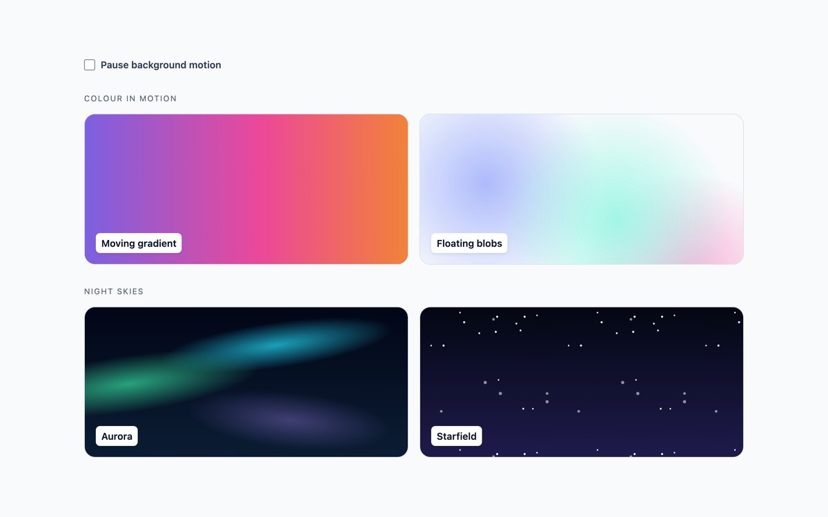 Animated Backgrounds — free CSS background pattern snippet in CSS, Bootstrap and Tailwind by uiCookies