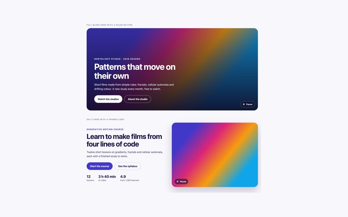 Background Video Heroes — free video player snippet in CSS, Bootstrap and Tailwind by uiCookies