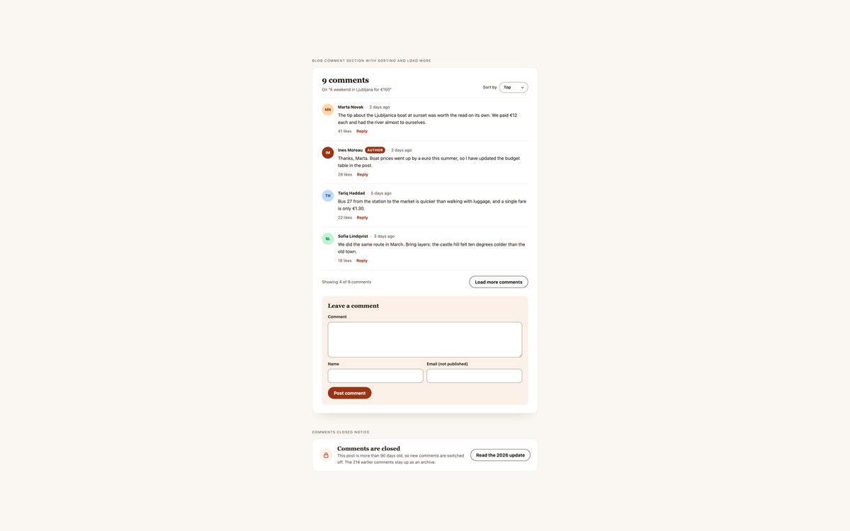 Blog Comment Section — free comment section snippet in CSS, Bootstrap and Tailwind by uiCookies