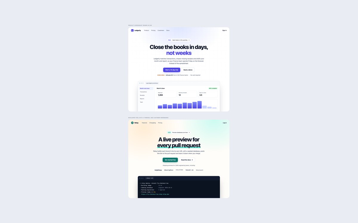 Centered SaaS Hero Sections — free hero section snippet in CSS, Bootstrap and Tailwind by uiCookies