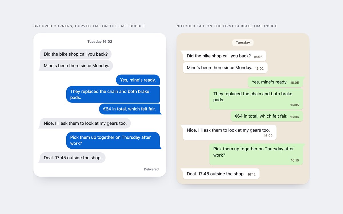 Chat Bubbles with Tails — free speech bubble snippet in CSS, Bootstrap and Tailwind by uiCookies