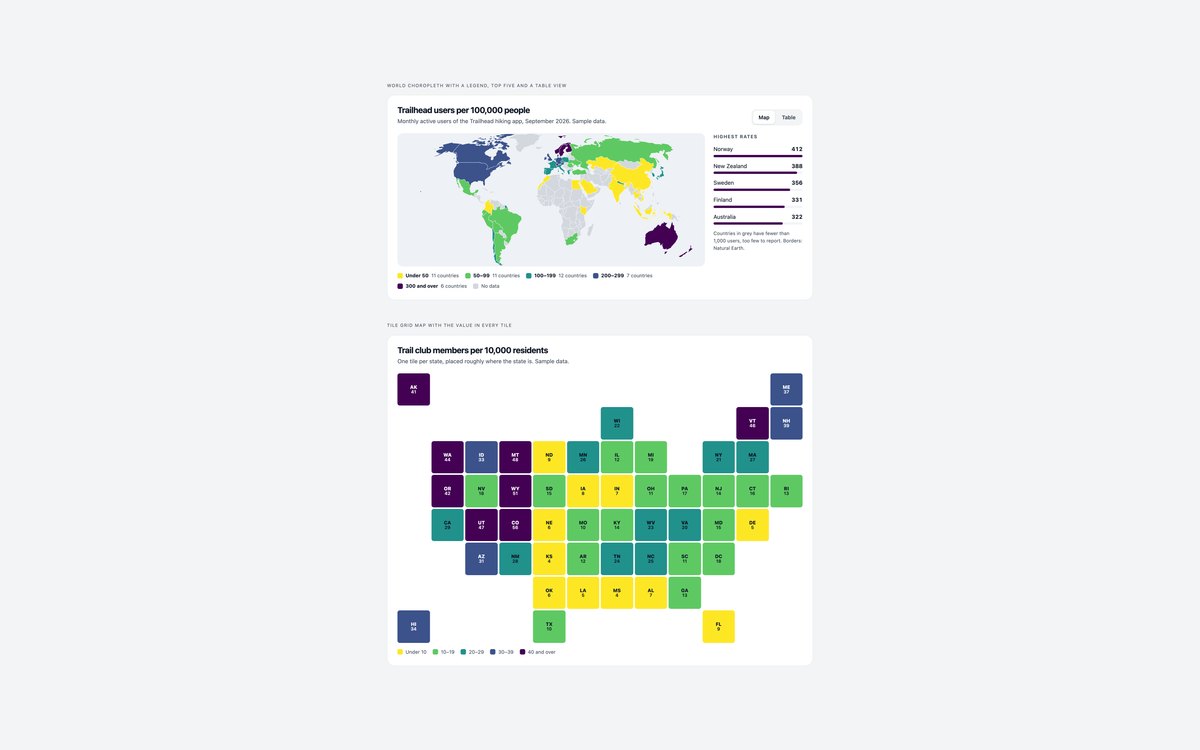 Choropleth Data Map — free interactive map snippet in CSS, Bootstrap and Tailwind by uiCookies