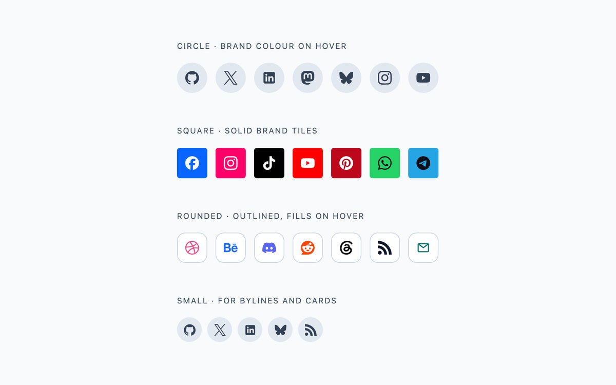 Classic Social Media Icons — free social media icon set snippet in CSS, Bootstrap and Tailwind by uiCookies
