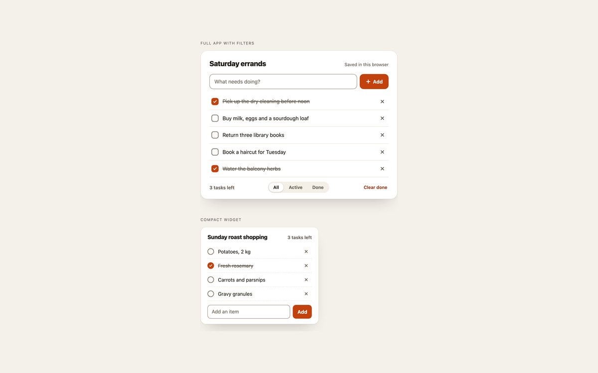 Classic To-Do App — free to-do list snippet in CSS, Bootstrap and Tailwind by uiCookies