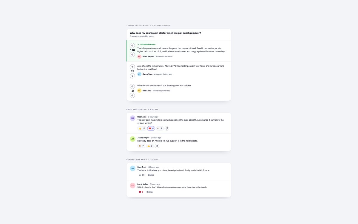 Comment Voting and Reactions — free comment section snippet in CSS, Bootstrap and Tailwind by uiCookies