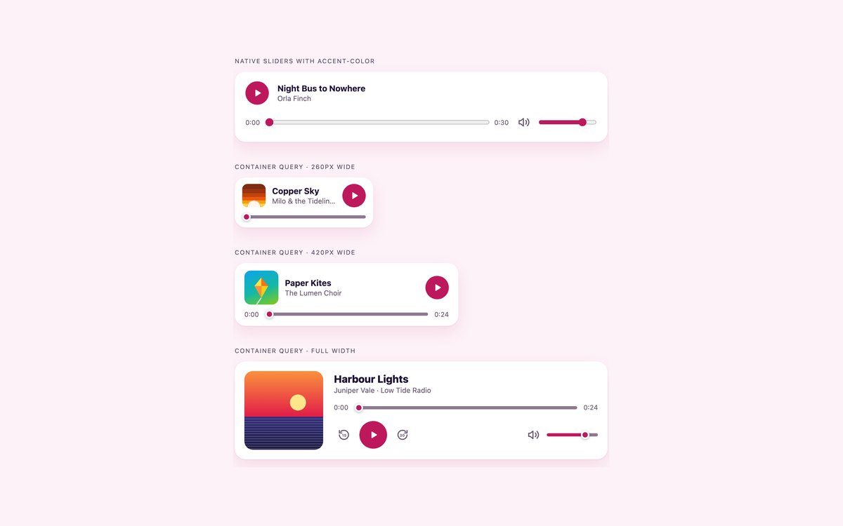 Modern CSS Music Players — free music player snippet in CSS, Bootstrap and Tailwind by uiCookies
