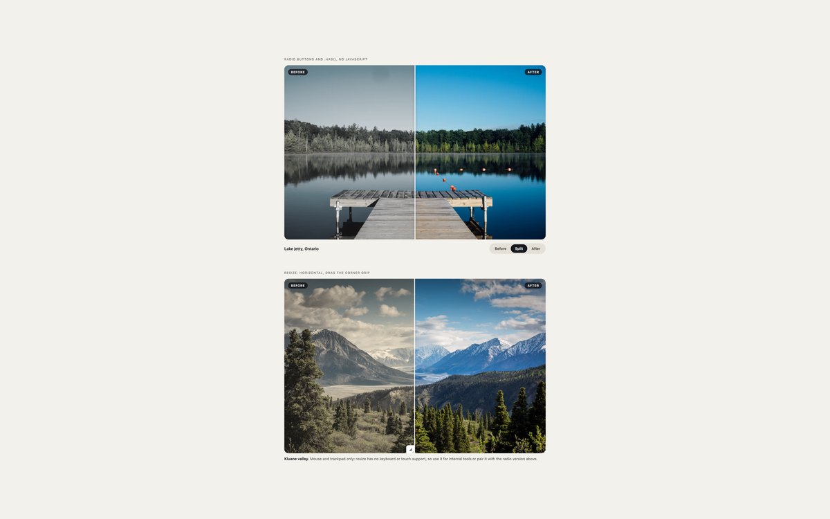 CSS-Only Image Comparisons — free image comparison slider snippet in CSS, Bootstrap and Tailwind by uiCookies