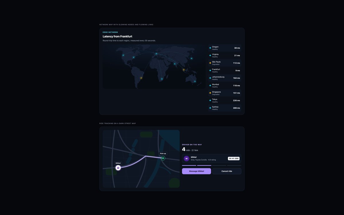 Dark Map Styles — free interactive map snippet in CSS, Bootstrap and Tailwind by uiCookies