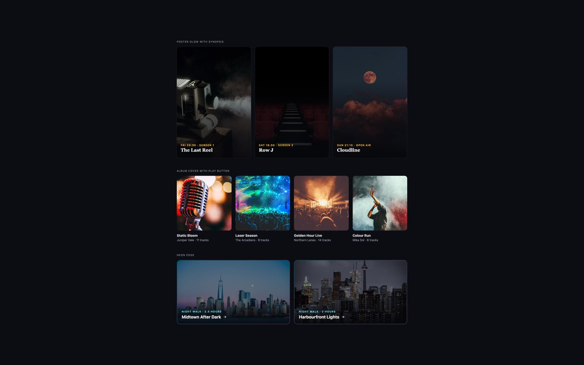 Dark Media Hover Effects — free CSS hover effect snippet in CSS, Bootstrap and Tailwind by uiCookies