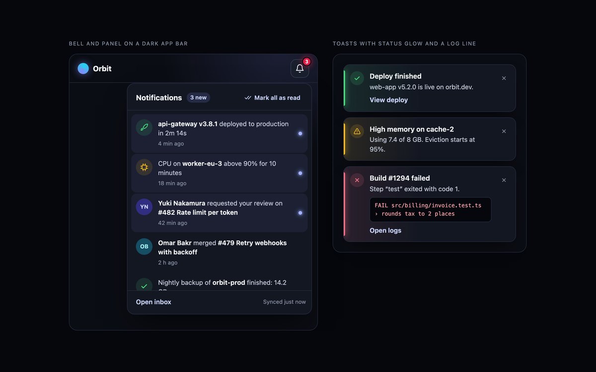 Dark Notification Panels — free notification snippet in CSS, Bootstrap and Tailwind by uiCookies