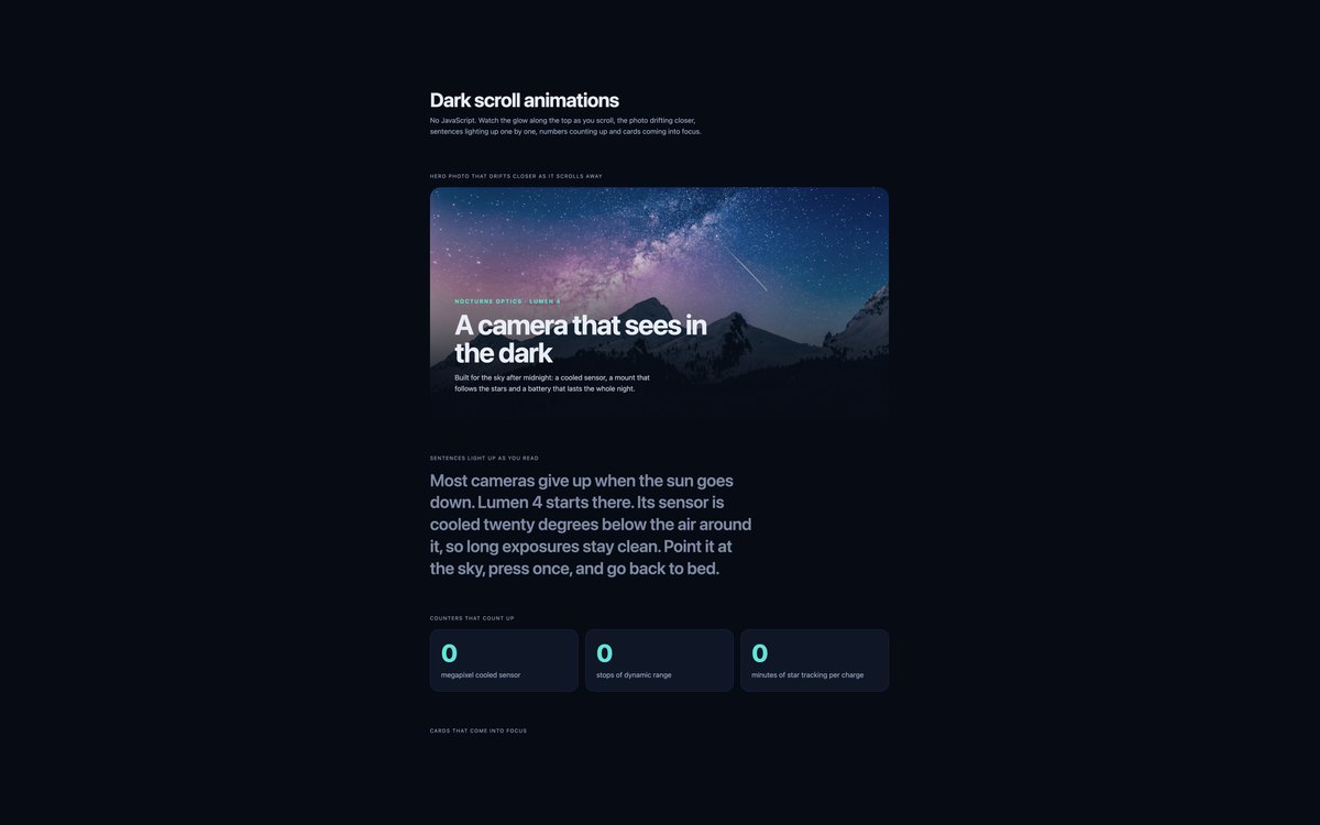 Dark Scroll Animations — free scroll animation snippet in CSS, Bootstrap and Tailwind by uiCookies