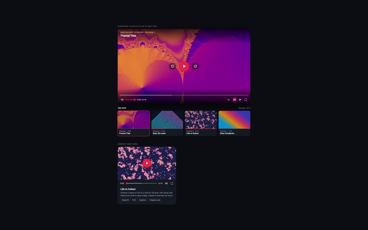 Dark Streaming Video Players — free video player snippet in CSS, Bootstrap and Tailwind by uiCookies