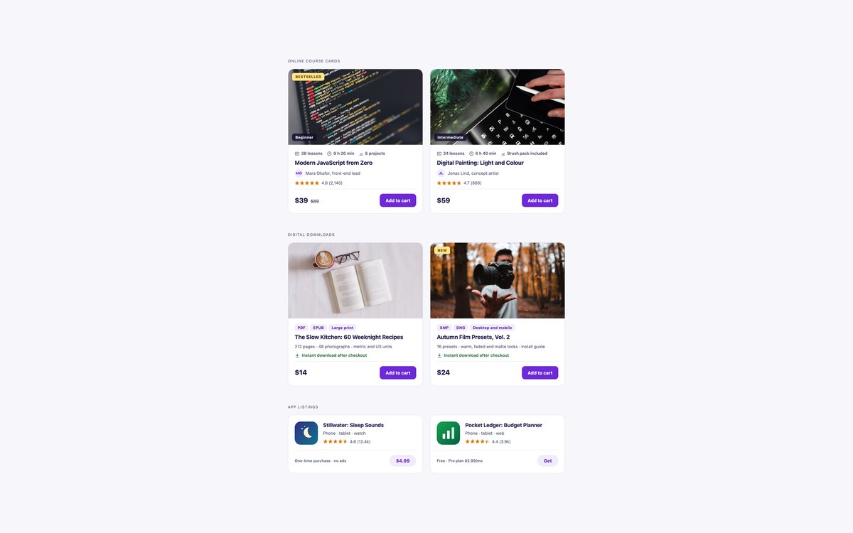 Digital Product Cards — free product card snippet in CSS, Bootstrap and Tailwind by uiCookies