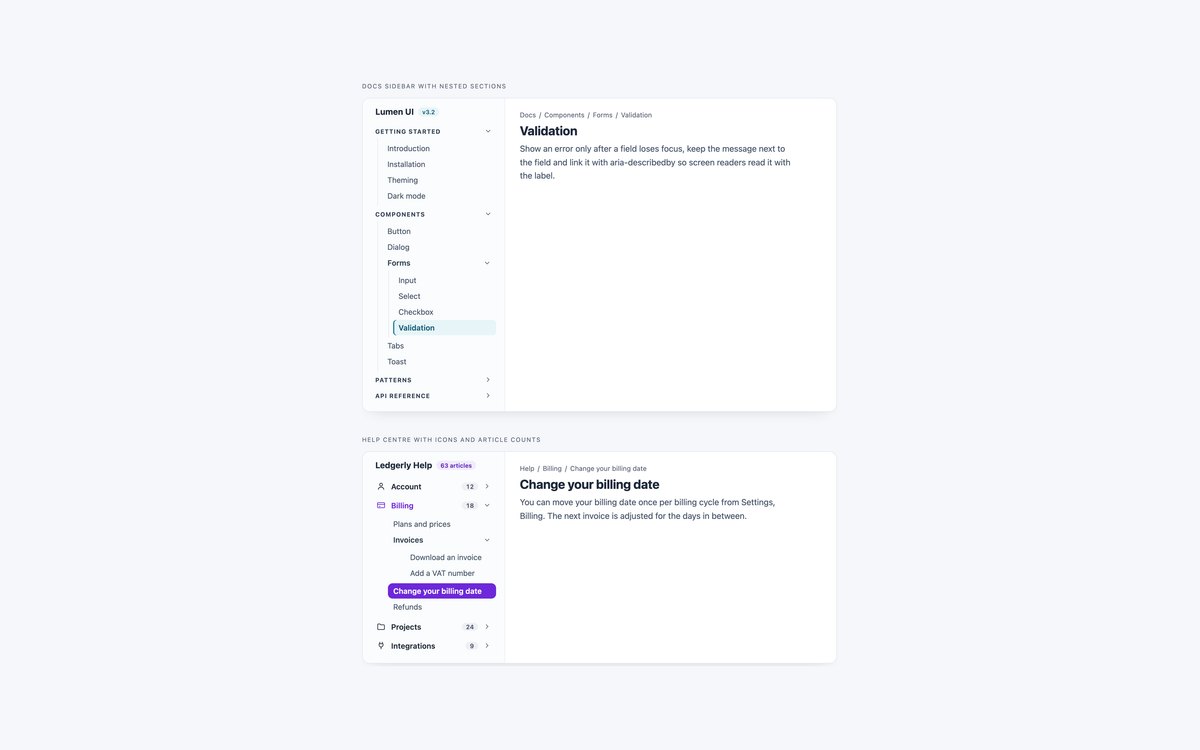 Sidebar Navigation Trees — free tree view snippet in CSS, Bootstrap and Tailwind by uiCookies
