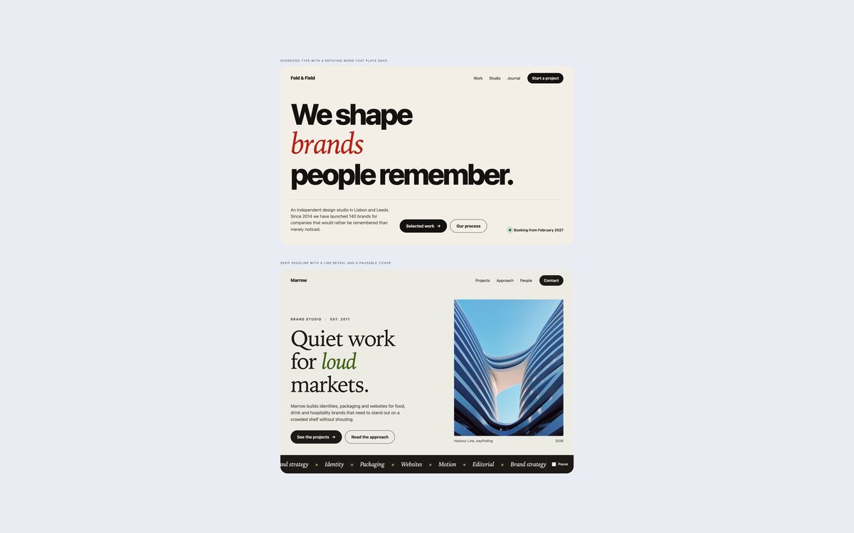 Editorial Agency Hero Sections — free hero section snippet in CSS, Bootstrap and Tailwind by uiCookies