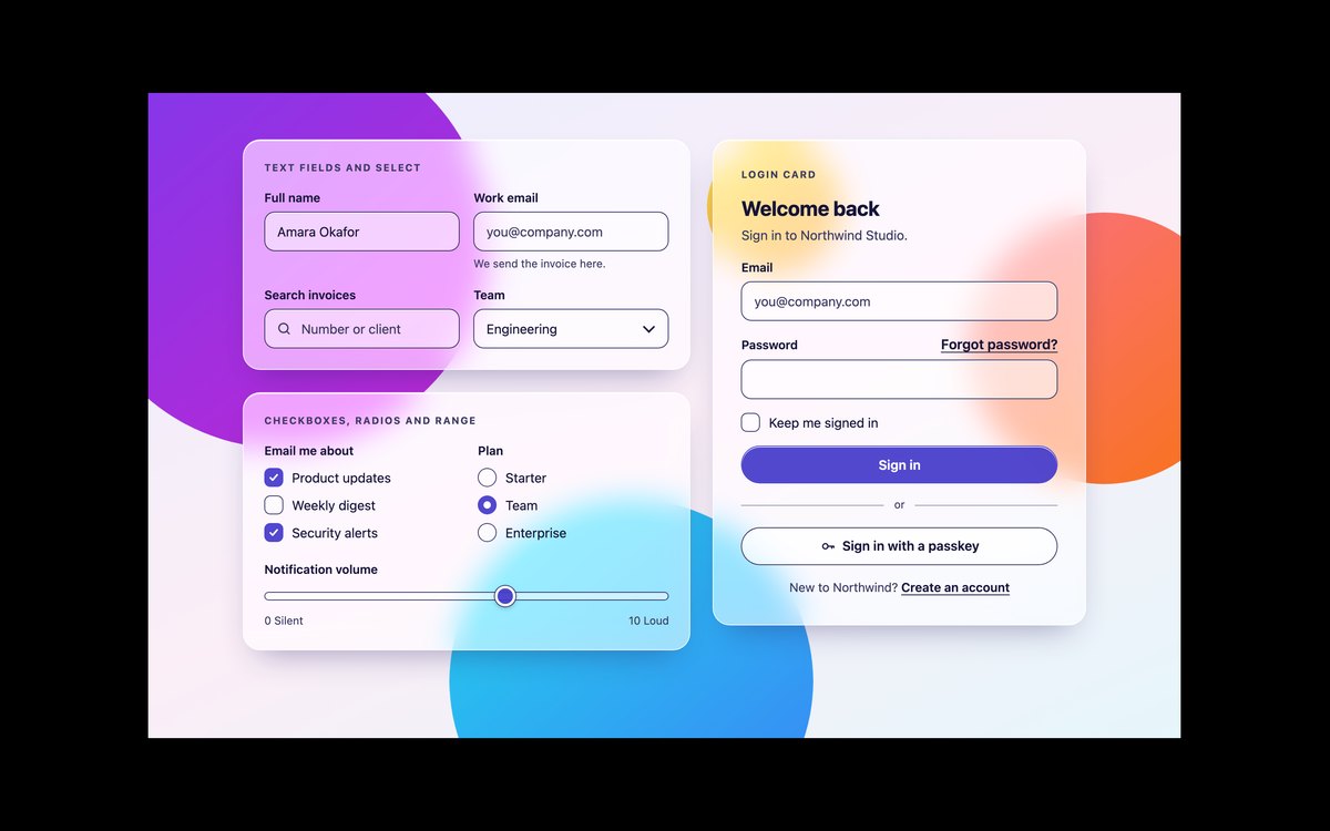 Glassmorphism Form Controls — free glassmorphism UI kit snippet in CSS, Bootstrap and Tailwind by uiCookies