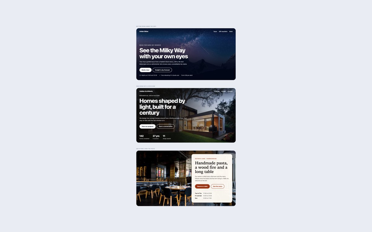 Image Background Hero Sections — free hero section snippet in CSS, Bootstrap and Tailwind by uiCookies