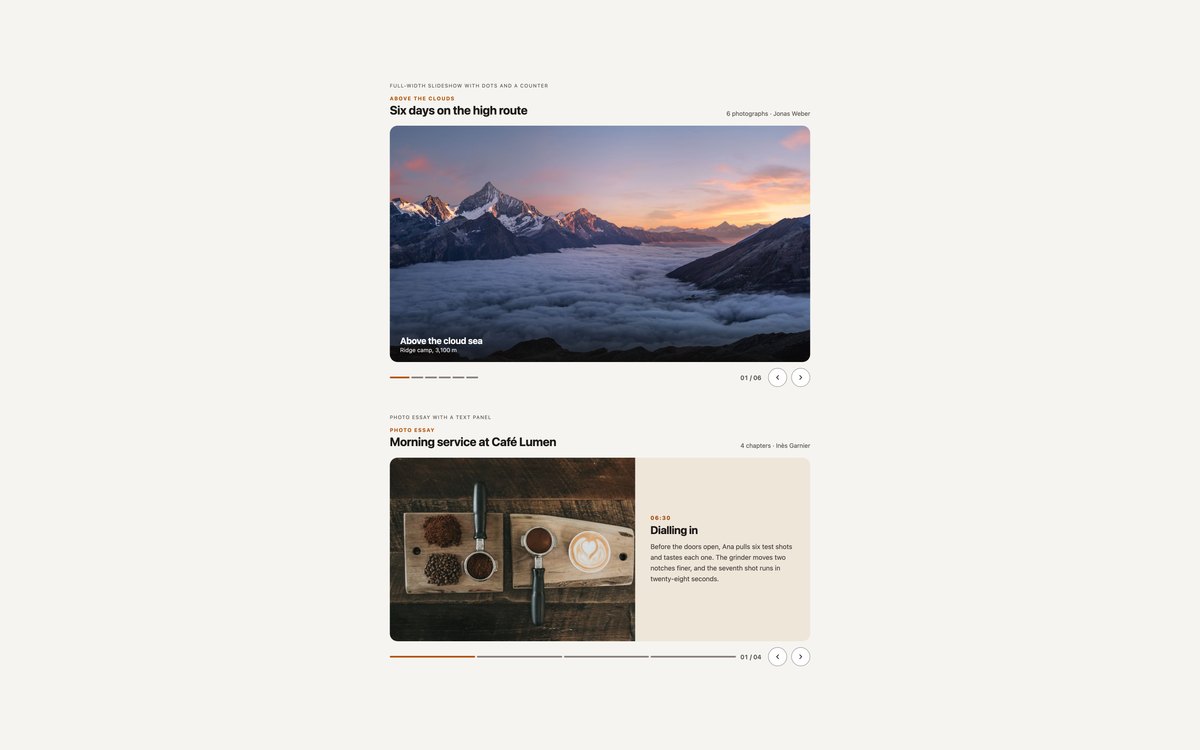 Image Slideshows — free image gallery snippet in CSS, Bootstrap and Tailwind by uiCookies