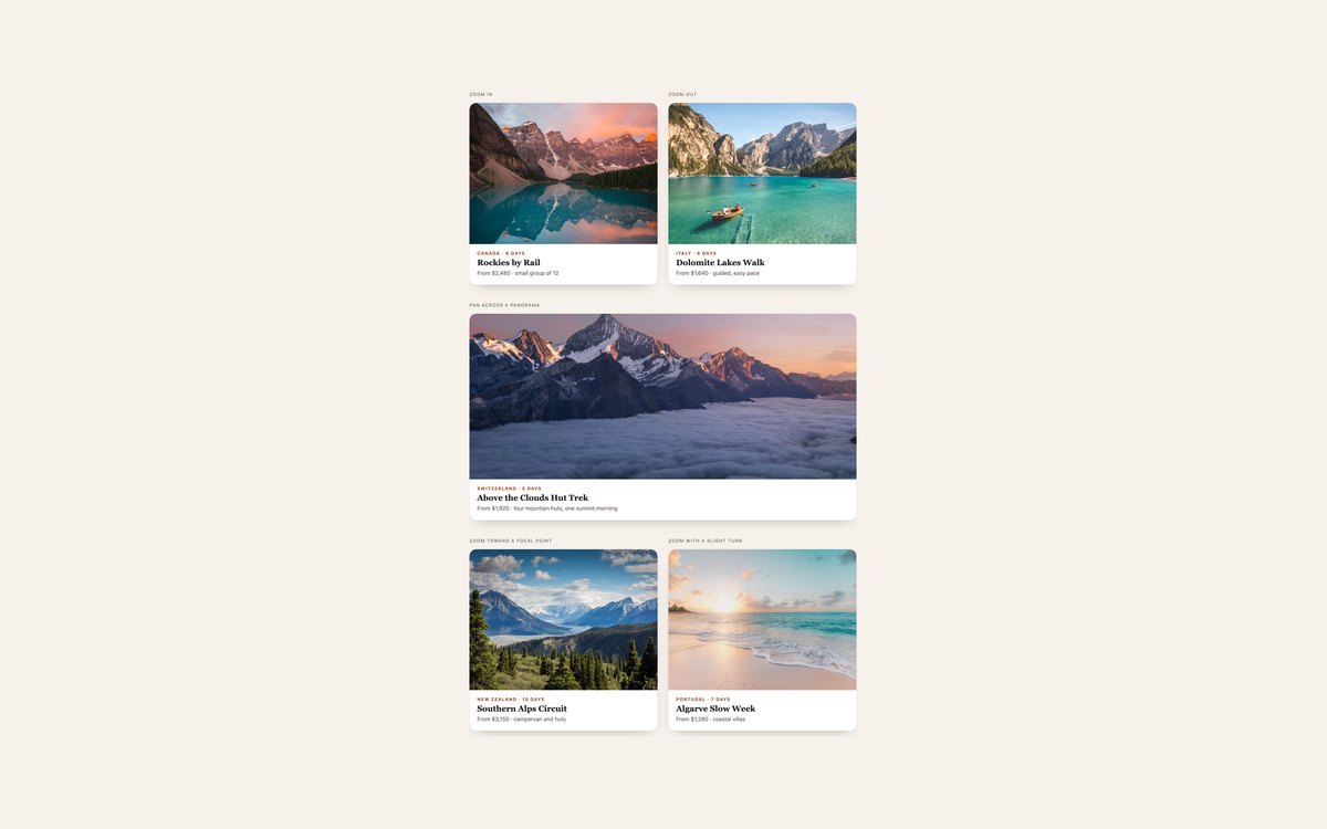 Image Zoom & Pan Hover Effects — free CSS hover effect snippet in CSS, Bootstrap and Tailwind by uiCookies