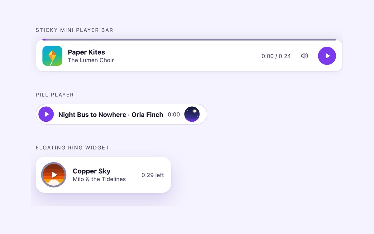 Mini and Floating Music Players — free music player snippet in CSS, Bootstrap and Tailwind by uiCookies