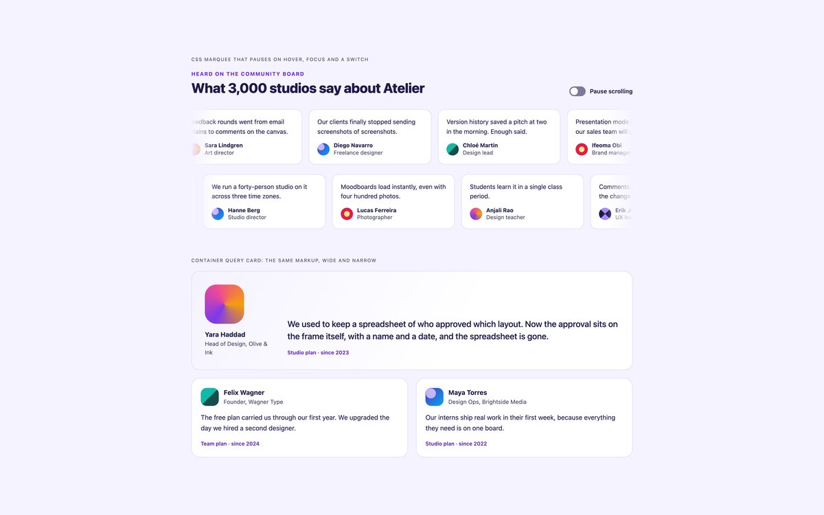 Modern CSS Testimonials — free testimonial section snippet in CSS, Bootstrap and Tailwind by uiCookies