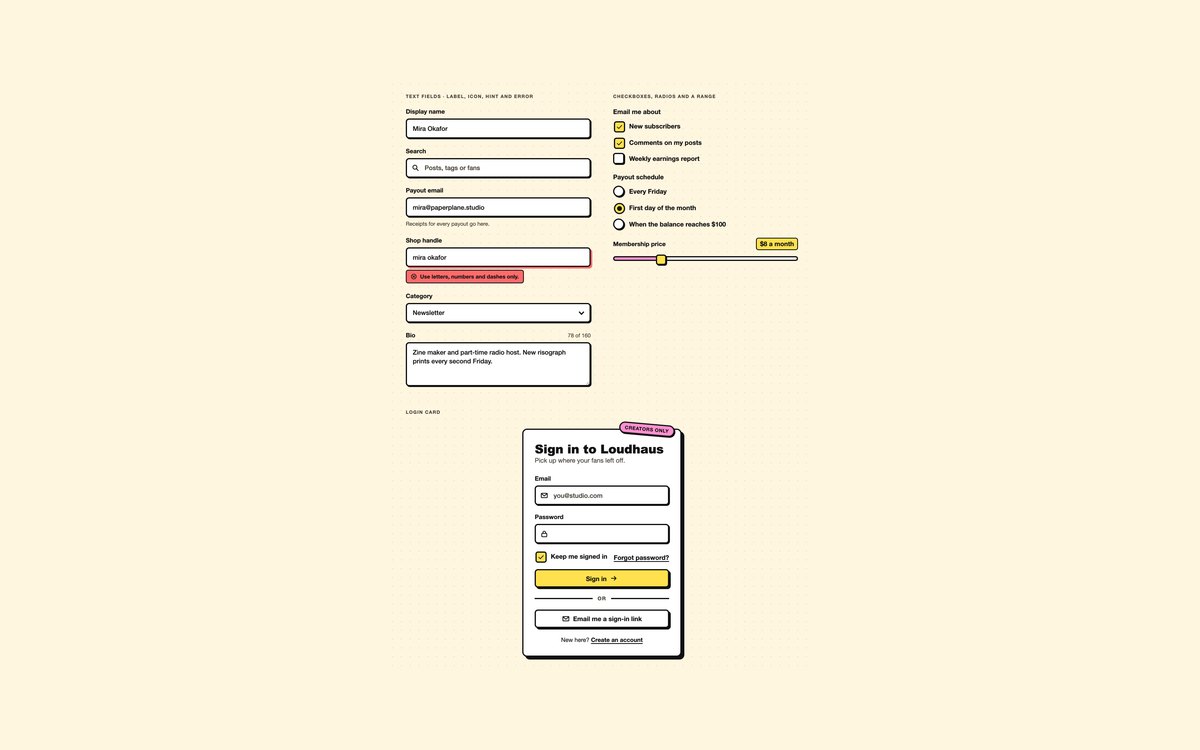 Neobrutalism Forms & Login Card — free neobrutalism UI kit snippet in CSS, Bootstrap and Tailwind by uiCookies