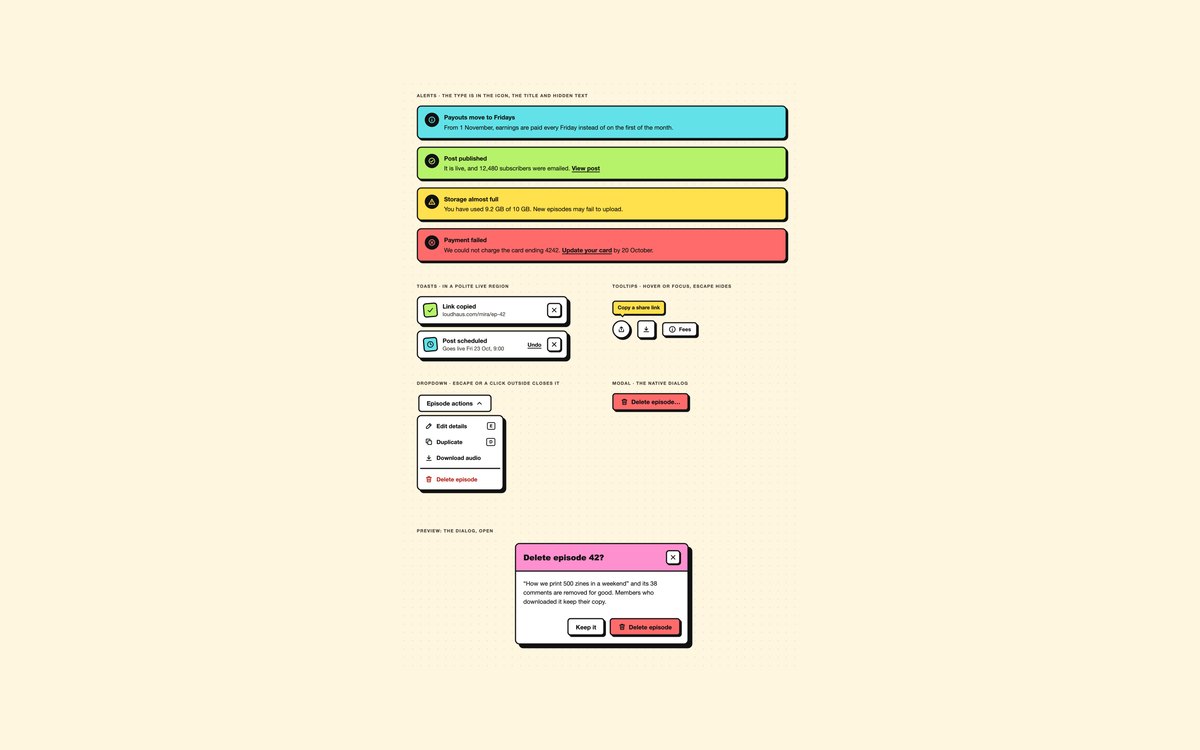 Neobrutalism Overlays & Alerts — free neobrutalism UI kit snippet in CSS, Bootstrap and Tailwind by uiCookies