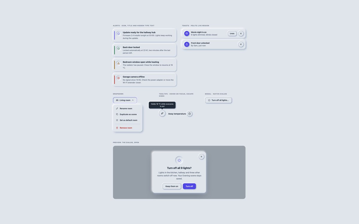 Neumorphic Overlays & Alerts — free neumorphism UI kit snippet in CSS, Bootstrap and Tailwind by uiCookies