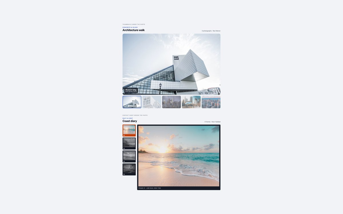 No-JS Thumbnail Image Viewers — free image gallery snippet in CSS, Bootstrap and Tailwind by uiCookies