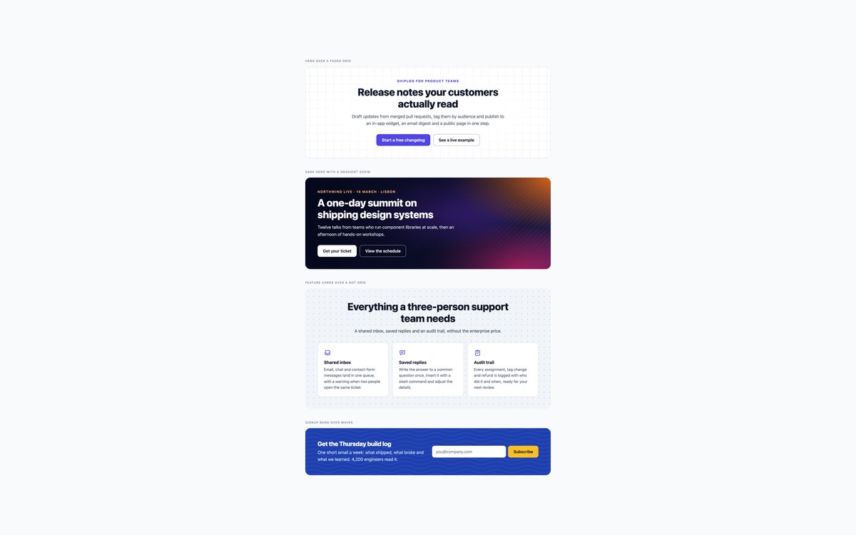 Patterned Section Backgrounds — free CSS background pattern snippet in CSS, Bootstrap and Tailwind by uiCookies