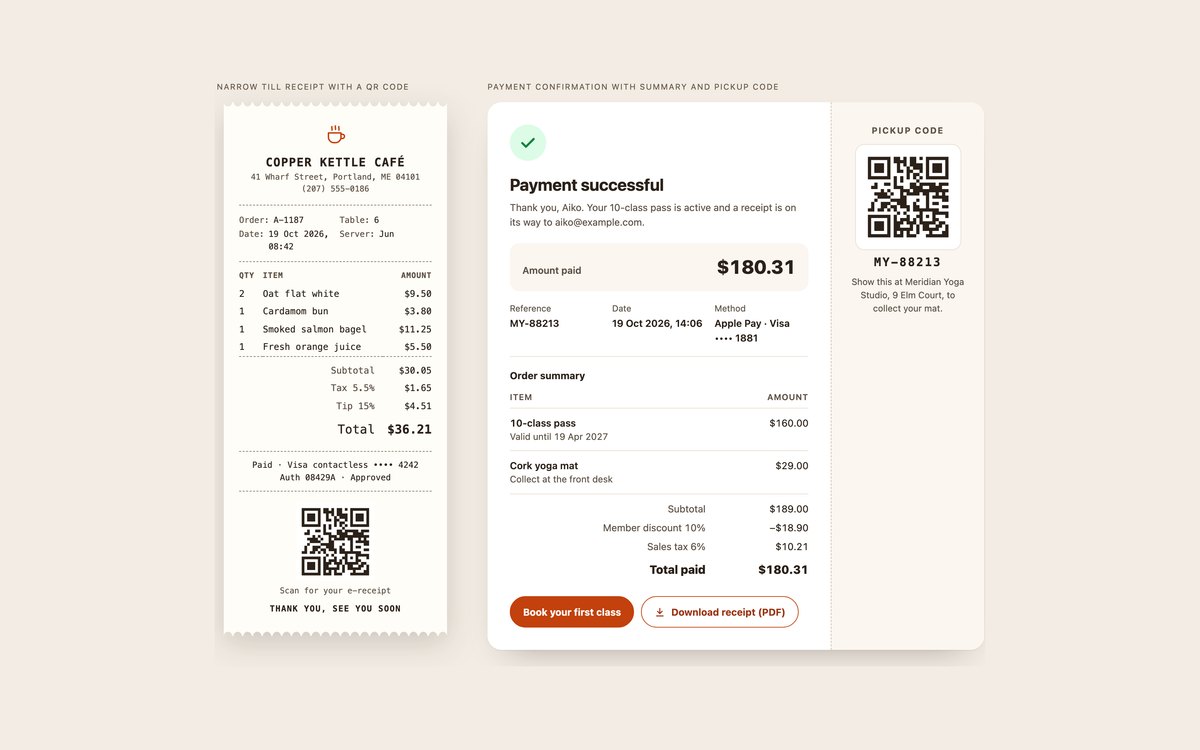 Payment Receipts — free invoice snippet in CSS, Bootstrap and Tailwind by uiCookies