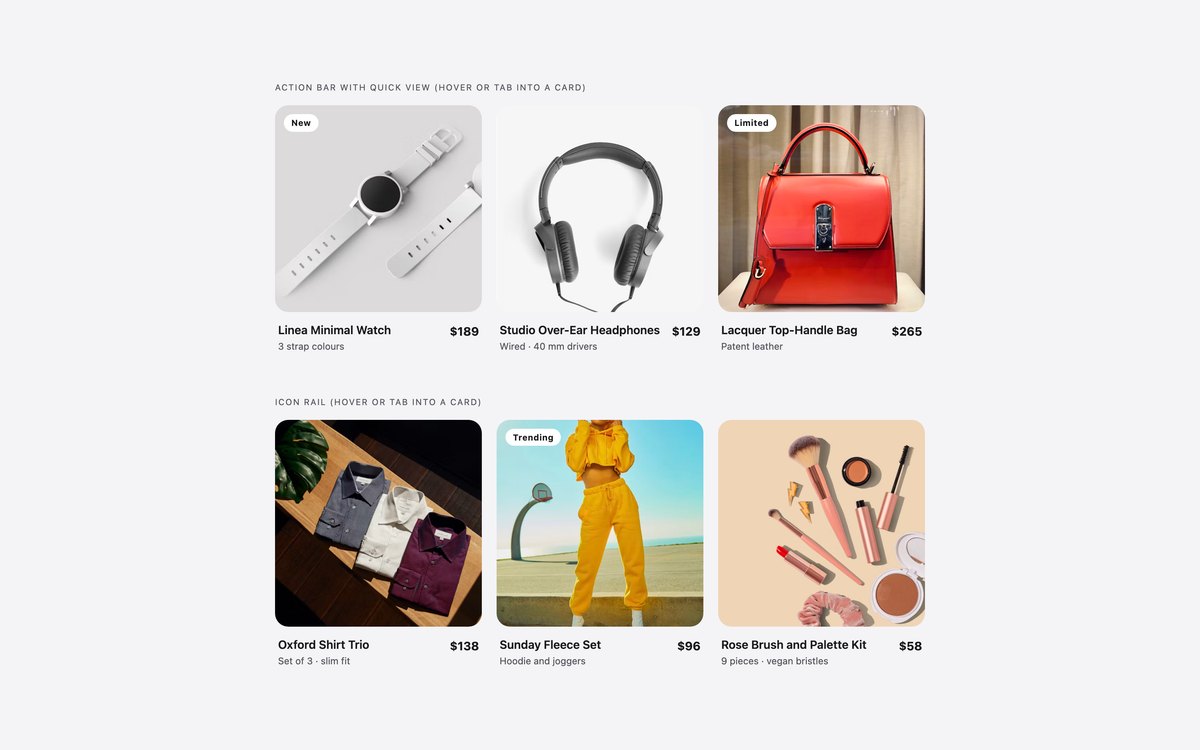 Quick View Product Cards — free product card snippet in CSS, Bootstrap and Tailwind by uiCookies