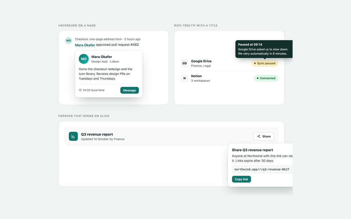 Rich Tooltips and Popovers — free tooltip snippet in CSS, Bootstrap and Tailwind by uiCookies