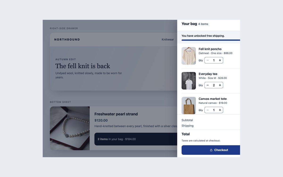 Slide-out Cart Drawers — free shopping cart snippet in CSS, Bootstrap and Tailwind by uiCookies