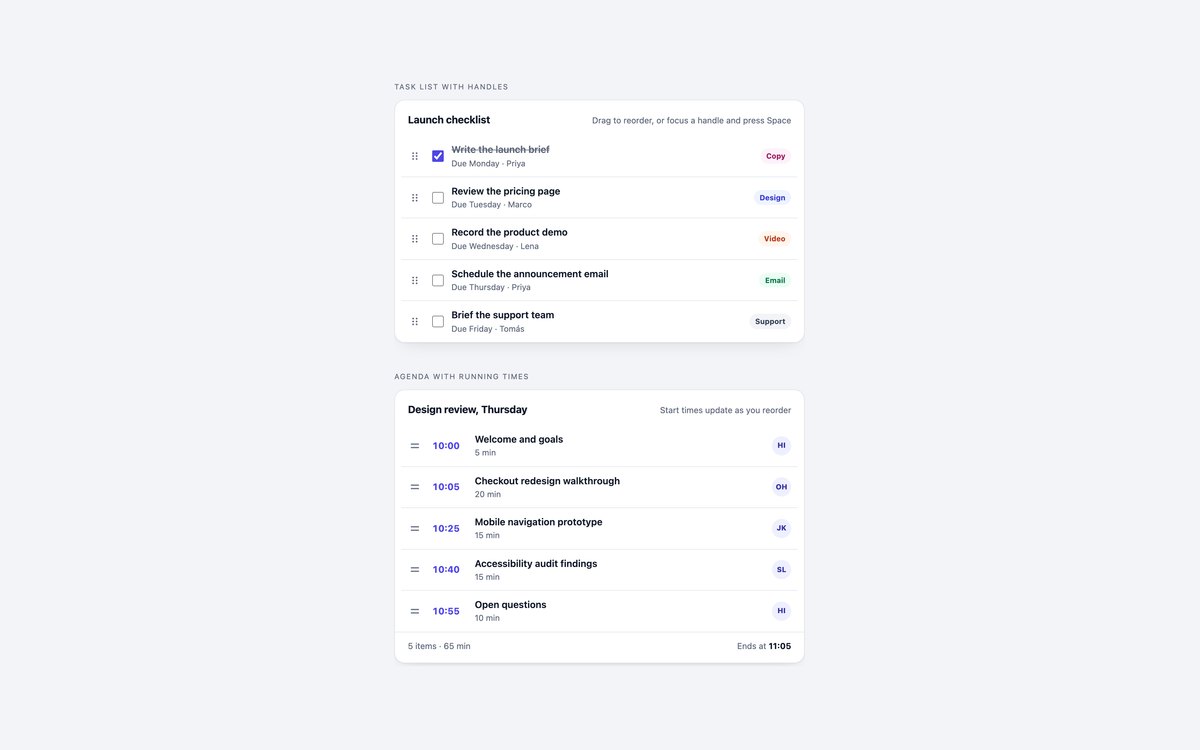 Sortable Lists — free drag and drop snippet in CSS, Bootstrap and Tailwind by uiCookies