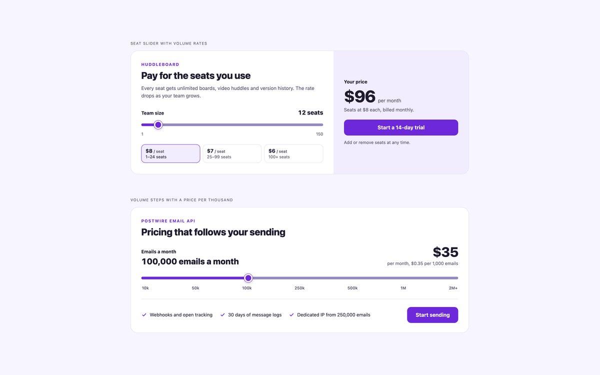 Usage-Based Pricing Calculators — free pricing table snippet in CSS, Bootstrap and Tailwind by uiCookies