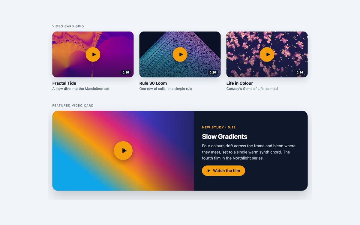 Video Cards with Lightbox — free video player snippet in CSS, Bootstrap and Tailwind by uiCookies